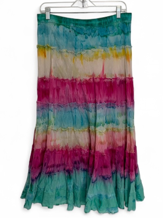 Sacred Threads Dresses & Skirts - Y2K Sacred Threads Multicolor Tie-Dye Midi Skirt in Teal, Pink & Yellow